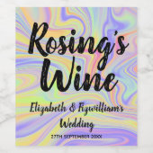 Pastel Regenboog Marmering Wijn Label Etiket (Enkel label)