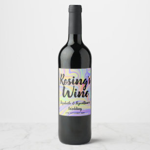 Pastel Regenboog Marmering Wijn Label Etiket