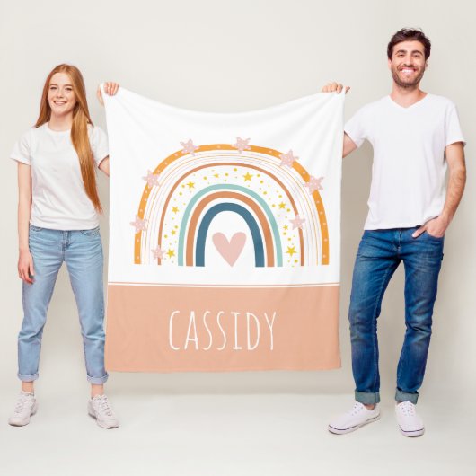 Pastel regenboog meisjes fleece deken (In situ)
