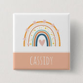 Pastel regenboog meisjes vierkante button 5,1 cm (Voorkant)