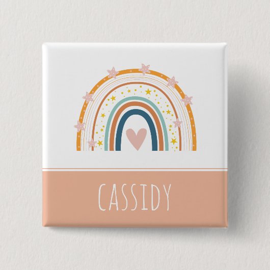 Pastel regenboog meisjes vierkante button 5,1 cm (Voorkant)