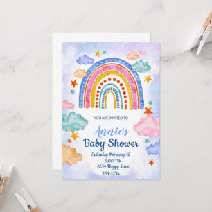 Pastel regenboog met de hand getekend kaart