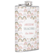 Pastel Regenboog Met Hartpatroon Geweldige Leraar Heupfles (Rechts)