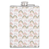 Pastel Regenboog Met Hartpatroon Geweldige Leraar Heupfles (Achterkant)