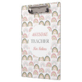 Pastel Regenboog Met Hartpatroon Geweldige Leraar Klembord (Links)