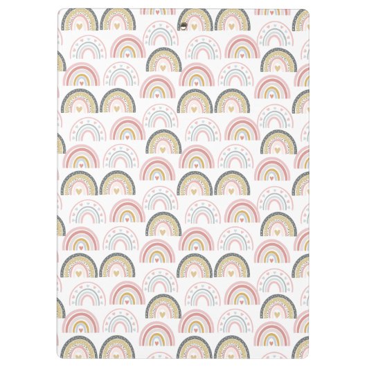 Pastel Regenboog Met Hartpatroon Geweldige Leraar Klembord (Achterkant)