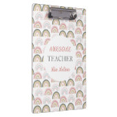Pastel Regenboog Met Hartpatroon Geweldige Leraar Klembord (Rechts)