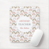 Pastel Regenboog Met Hartpatroon Geweldige Leraar Muismat (Met muis)