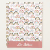 Pastel Regenboog Met Hartpatroon Geweldige Leraar Planner (Voorkant)
