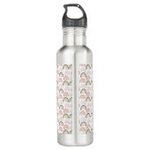 Pastel Regenboog Met Hartpatroon Geweldige Leraar Waterfles (Achterkant)