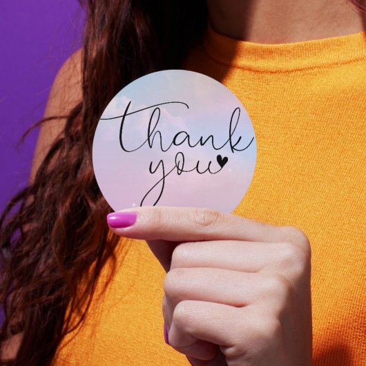 Pastel Regenboog Moderne Script Bedankt Ronde Sticker