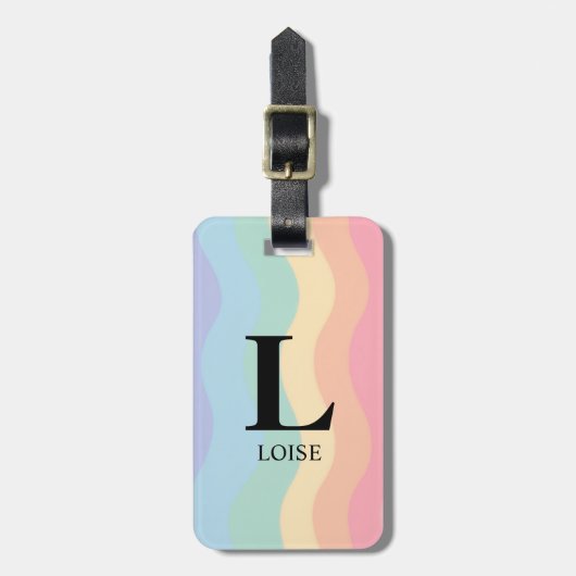 Pastel Regenboog Monogram Bagage Label (Voorkant verticaal)