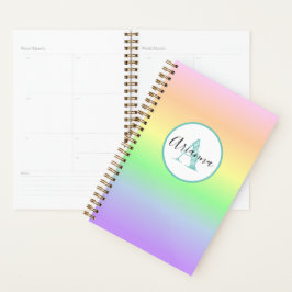 Pastel Regenboog Monogrammed Gepersonaliseerd Planner