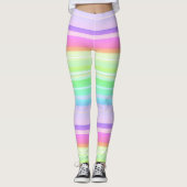 Pastel regenboog multicolor gestreept leggings (Voorkant)