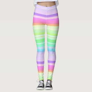 Pastel regenboog multicolor gestreept leggings
