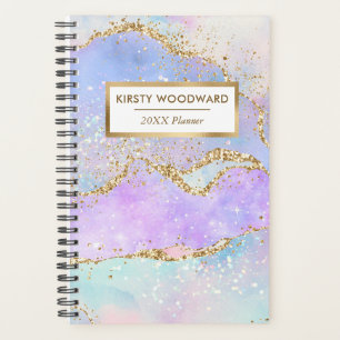 Pastel Regenboog Nep Sequins Goud Glitter Agate Planner