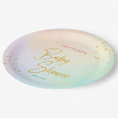 Pastel regenboog ombre baby shower bedrukt papieren bordje (Gekanteld)