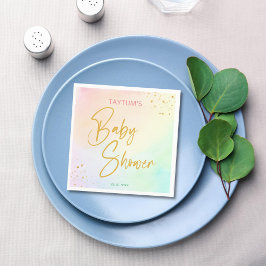 Pastel regenboog ombre baby shower bedrukt servet