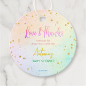 Pastel regenboog ombre baby shower gepersonaliseer bedankjes labels (Voorkant)