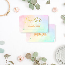 Pastel regenboog ombre baby shower luier loterij informatiekaartje