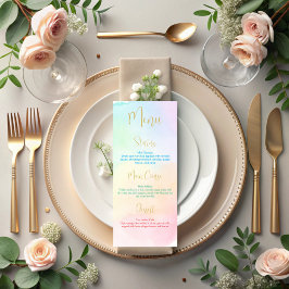 Pastel regenboog ombre baby shower menu