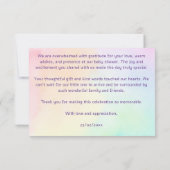 Pastel regenboog ombre gouden glitter baby shower bedankkaart (Achterkant)