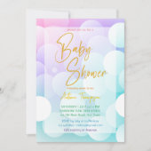 Pastel regenboog ombre gouden glitter baby shower kaart (Voorkant)