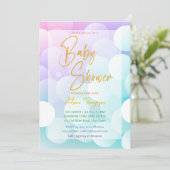 Pastel regenboog ombre gouden glitter baby shower kaart (Staand voorkant)
