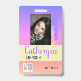 Pastel Regenboog Ombre Logo Barcode ID Sjabloonkaa Badge