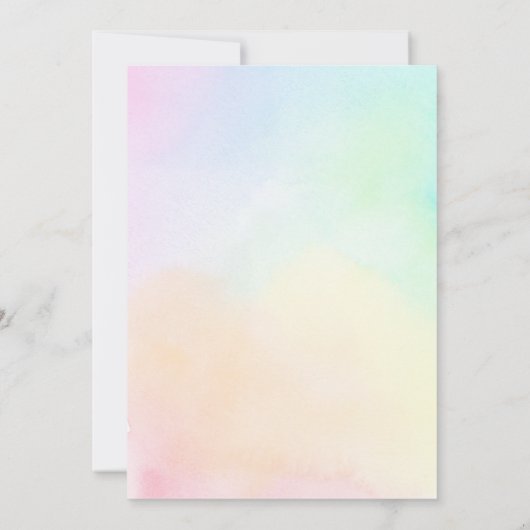 Pastel regenboog ombre stippen eerste verjaardagsf kaart (Achterkant)