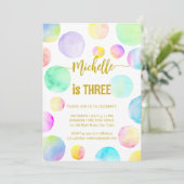 Pastel regenboog ombre stippen verjaardagsfeestje kaart (Staand voorkant)