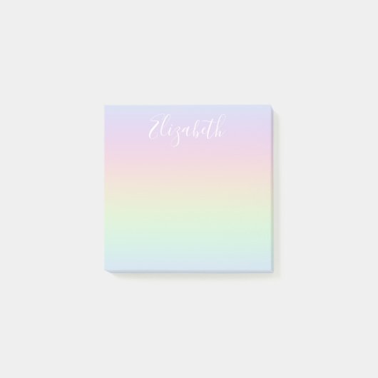 Pastel Regenboog Ombre Witte Calligrafie Post-it® Notes (Voorkant)