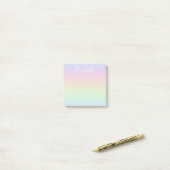 Pastel Regenboog Ombre Witte Calligrafie Post-it® Notes (Op bureau)