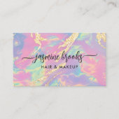 Pastel regenboog opaal en goud glitter visitekaartje (Voorkant)