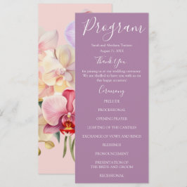 Pastel Regenboog Orchideeën Huwelijksprogramma's Menu