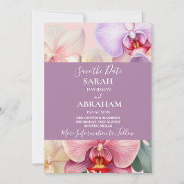 Pastel Regenboog Orchideeën Save the Date Kaart