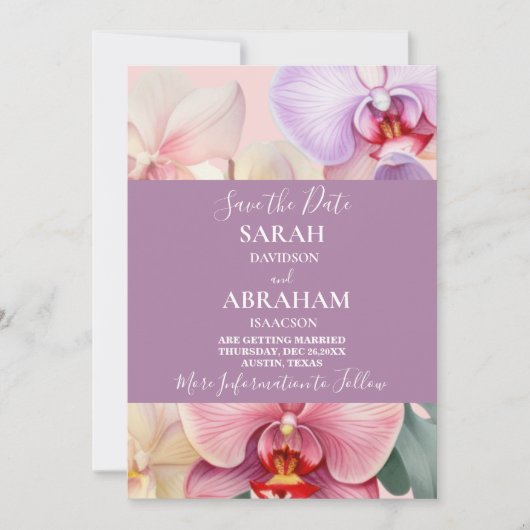Pastel Regenboog Orchideeën Save the Date Kaart (Voorkant)