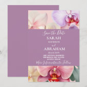 Pastel Regenboog Orchideeën Save the Date Kaart (Voorkant / Achterkant)