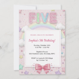 Pastel Regenboog Pailletten Glitter Meisje 5e Verj Kaart