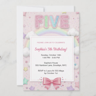 Pastel Regenboog Pailletten Glitter Meisje 5e Verj Kaart