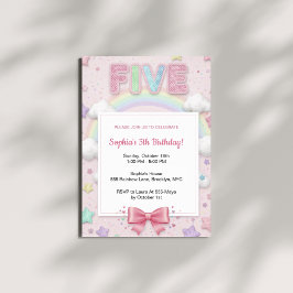 Pastel Regenboog Pailletten Glitter Meisje 5e Verj Kaart