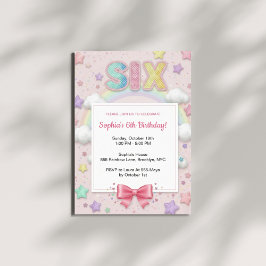 Pastel Regenboog Pailletten Glitter Meisje 6e Verj Kaart