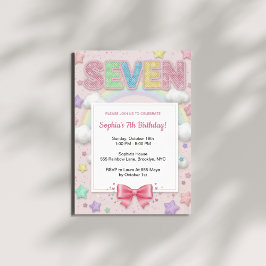 Pastel Regenboog Pailletten Glitter Meisje 7e Verj Kaart