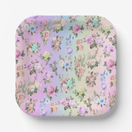 Pastel Regenboog Papier Borden, 7" Ronde Papier Bo Papieren Bordje