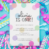 Pastel Regenboog Polka Dots 1e Verjaardag Kaart