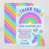 Pastel Regenboog Pop Het Fidget Speelgoed Verjaard Bedankkaart (Voorkant / Achterkant)