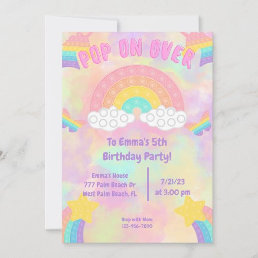 Pastel Regenboog Pop op over Pop het Meisjes Verja Kaart (Voorkant)