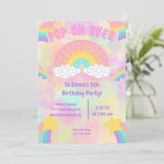 Pastel Regenboog Pop op over Pop het Meisjes Verja Kaart (Staand voorkant)