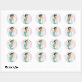  Pastel Regenboog Prinses Baby shower Ronde Sticker (Vel)