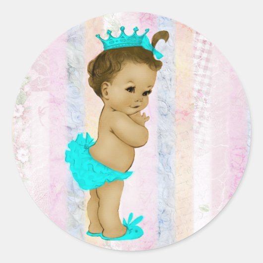  Pastel Regenboog Prinses Baby shower Ronde Sticker (Voorkant)